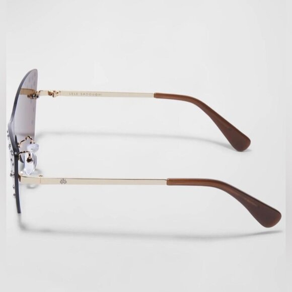 NWT Lele Sadoughi Downtown Metal Cat‎ Eye Dusk Sunglasses Faux Pearls LSSG076DK - Picture 15 of 15